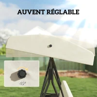 Outsunny Balancelle de jardin 3 places grand confort inclinaison toit réglable, 2 tablettes latérales, coussins, acier polyester(m-5)