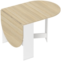 HOMCOM Mesa de Cocina Plegable con Alas Abatibles Mesa de Cocina Plegable de Forma Ovalada Estilo Moderno 163x80x75 cm Natural