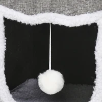 PawHut Niche chat interieur maison chat interieur 2 en 1 pied en bois coussin amovible lavable balle, 35,5x35,5x42,5cm, gris(m-10)