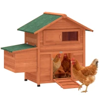 PawHut Poulailler avec Pondoir et Perchoir Toit en Bitume Étanche et Fenêtre de Ventilation Bois 113,5x67,5x95,5cm Orange(m-12)