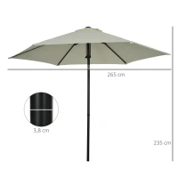 Outsunny Guarda-sol de jardim inclinável com acionamento manual e ventilação em metal e poliéster de alta densidade 180g/m² cinza claro(m-3)