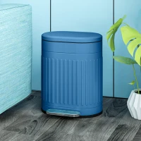HOMCOM Lixeira de cozinha lixeira com pedal 20L tampa de fecho suave balde interior removível 36,5 x 31,2 x 45 cm azul(m-6)
