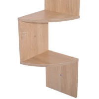 HOMCOM Estante de Canto de Parede para Arrumação Forma Zigzag 20L x 20l x 126H cm 5 Níveis Madeira carvalho claro(m-5)