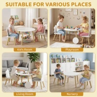 AIYAPLAY Table enfant avec chaise, ensemble table et 2 chaises en bois avec sac de rangement pour dessiner, jouer, étudier, blanc(m-8)