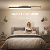 HOMCOM LED Ceiling Light, Modern Dimmable Ceiling Light with Wall Switch & Remote Control, Flush Mount Fixture Lamp with 3000-6000K Colour Temperatures for Living Room, Bedroom, Black(m-5)