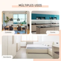 HOMCOM Mesa Plegable de Comedor, Mesa de Cocina Plegable, con Alas Abatibles, 4 Compartimentos, 3 Formas, Hasta 4 Personas, para Salón, Espacio Pequeño, 169x60x75 cm, Roble y Blanco(m-5)