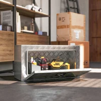 HOMCOM Cutie de scule de 96L din aluminiu cu încuietoare, 2 chei și mâner lateral, 76.2x35.5x40.6 cm, argintiu(m-10)