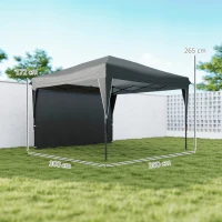 Outsunny Tenda barnum de jardim dobrável com parede lateral removível + saco de transporte aço tecido Oxford(m-3)