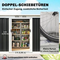Outsunny Tuinschuur met schuifdeur grijs(m-5)