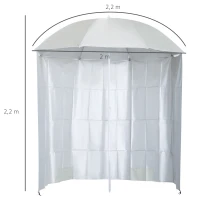 Outsunny Guarda-sol de praia Ø 2,2 x 2,2 m proteção UV, saco de transporte, estacas e lastros integrados creme(m-3)
