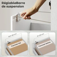 HOMCOM Caisson de Bureau Mobile avec 3 Tiroirs Verrouillables, Caisson de Rangement sur Roulettes, 40 x 40 x 69,5 cm, Blanc(m-5)