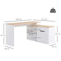 HOMCOM Escrivaninha para computador multimídia modular, multi-armazenamento, duplo nicho + gaveta e armário em madeira(m-3)
