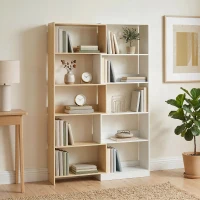 HOMCOM Libreria Angolare a 5 Ripiani dal Design Modulabile e Salvaspazio, in Legno, 67x67x163.7 cm, Multicolore(m-9)