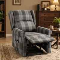 HOMCOM Power Lift Recliner Chair with Vibration Massage, Heat, Checked Lift Chair with Remote, Side Pockets, Grey(m-9)