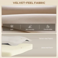 HOMCOM Sleeper Sofa 2-Seater Sofa Velvet Sofa, Sleeper Function, incl. 2 Pillows, Velvety Look, Beige(m-6)