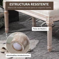 HOMCOM Banco Pie de Cama, Taburete Pie de Cama Tapizado en Lino Sintético con Patas de Madera y Asiento Acolchado, Estilo Vintage, Banco para Dormitorio, Entrada, Pasillo, Beige(m-6)