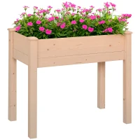 Outsunny Jardinière surélevée en Bois, Carré Potager sur Pied surélevé, Trous de Drainage, Tissu non tissé, 86x46x76 bois naturel(m-11)