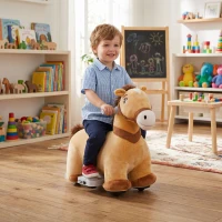 AIYAPLAY Porteur cheval électrique voiture électrique en animal avec guidon antidérapant pour enfants de 18 à 36 mois marron(m-11)