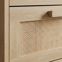 HOMCOM Chest of Drawers, 6-Drawer Dresser, Tall Storage Drawer Unit with Rattan Element for Bedroom, Living Room, Oak(m-9)