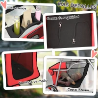 PawHut Carrito para Perros Pequeños con Cesta de Almacenaje Portavasos Ruedas y Cojín Lavable 77x44x102 cm Rojo(m-8)