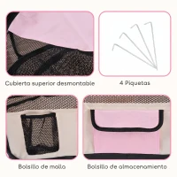 PawHut Parque Plegable para Perros y Gatos Corralito Portátil para Animales Pequeños Impermeable de Tela Oxford Ø90x41 cm Rosa(m-5)
