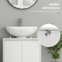 HOMCOM Mueble para Debajo del Lavabo Moderno con Estante Mueble Lavabo con Pie Anti-vuelco Carga 40 kg 60x30x60 cm Blanco(m-6)