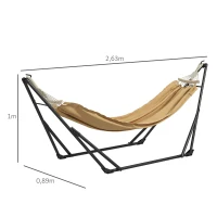 Outsunny Suporte com rede dobrável em aço, 2 em 1 para rede ou cadeira suspensa, bolsa de transporte inclusa 263x89x100cm kaki(m-3)