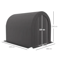 Outsunny Abrigo de jardim tenda de armazenamento exterior abrigo para bicicleta garagem para bicicleta lona em PE metal 2,4 x 1,8 x 1,9 m cinza escuro(m-3)