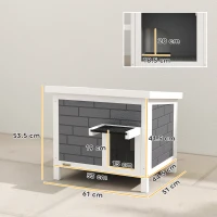 PawHut Căsuță pentru pisici rezistentă la intemperii din lemn cu acoperiș rabatabil, plăci izolante din aluminiu, acoperiș din asfalt, 61x51x53,5 cm(m-3)