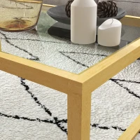 HOMCOM Mesa de centro retangular para sala com tampo em vidro temperado estrutura em madeira de hévea dim. 100L x 60l x 35H cm(m-4)