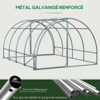 Outsunny Estufa Túnel para Jardim Área ao Solo 12 m² 4L x 3l x 2H m Chassi Tubular Reforçado 25 mm Porta Dupla com Alças Branco(m-4)