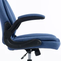 HOMCOM Linen-Look Computer Desk Chair, Executive Office Chair with Flip-Up Armrests and Thick Cushion, Blue(m-11)