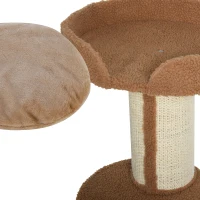 PawHut Arbre à chat avec griffoir centre d'activités 2 plateformes coussin marron clair(m-13)
