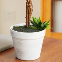 HOMCOM Lote de 2 Plantas Artificiais com flores de lavanda, tronco e vaso incluídos - altura 60 cm verde(m-6)