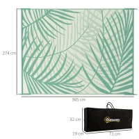Outsunny Tapete de jardim exterior reversível 365L x 274l cm impermeável com padrão de folhagem e saco de transporte, verde creme(m-3)