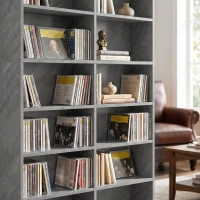 HOMCOM Rangements pour CD et DVD 18 compartiments capacité max. 640 CD/360 DVD 430 Blu-ray 78,5 x 24 x 175 cm gris clair(m-11)