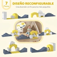 AIYAPLAY Juego de 7 Bloques de Espuma para Niños Bloques de Psicomotricidad con Base Antideslizante para 0,5-3 Años Amarillo(m-4)