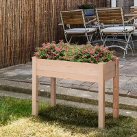 Outsunny Jardinière surélevée en Bois, Carré Potager sur Pied surélevé, Trous de Drainage, Tissu non tissé, 86x46x76 bois naturel(m-10)