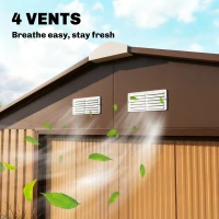 Outsunny 13 x 11ft Large Metal Storage Shed Sliding Doors(m-8)