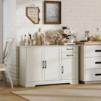 HOMCOM Aparador com 3 Portas Moderno para Sala de Estar com 2 Gavetas Prateleira Ajustável 120x38x79 cm Branco com Efeito Madeira(m-10)