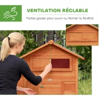 PawHut Poulailler avec Pondoir et Perchoir Toit en Bitume Étanche et Fenêtre de Ventilation Bois 113,5x67,5x95,5cm Orange(m-5)