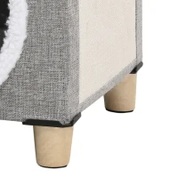 PawHut Niche chat interieur maison chat interieur 2 en 1 pied en bois coussin amovible lavable balle, 35,5x35,5x42,5cm, gris(m-13)