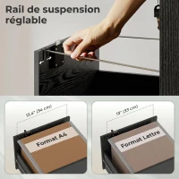 HOMCOM Caisson de Bureau Mobile avec 3 Tiroirs Verrouillables, Caisson de Rangement sur Roulettes, 40 x 40 x 69,5 cm, Noir(m-5)