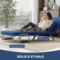 HOMCOM Two-Seater Click-Clack Sofa Bed - Dark Blue(m-7)