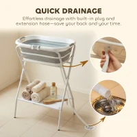 PawHut Dog Bath Tub, Portable Foldable Dog Bathtub with Stand, Drainage Hole, for Small Dogs Puppies Grey(m-8)