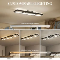 HOMCOM LED Ceiling Light, Modern Dimmable Ceiling Light with Wall Switch & Remote Control, Flush Mount Fixture Lamp with 3000-6000K Colour Temperatures for Living Room, Bedroom, Black(m-4)