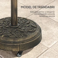 Outsunny Bază Rotundă pentru Umbrelă din Rășină de 21kg cu Roți și Frâne, Bronz(m-7)