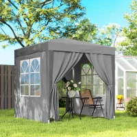 Outsunny Tonnelle de jardin extérieure tonnelle pliante pop-up réglable en hauteur protection UV 2 x 2 m gris(m-2)