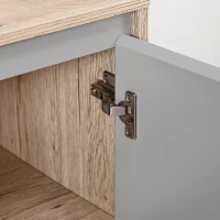 HOMCOM Mueble para Debajo del Lavabo Armario de Baño de Suelo con Puerta Doble y Estante Ajustable 60x30x59,8 cm Roble y Gris(m-9)