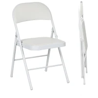 HOMCOM Juego de 2 Sillas Abatibles con Respaldo y Estructura de Acero para Oficina Estudio 45x46x78 cm Blanco(m-11)
